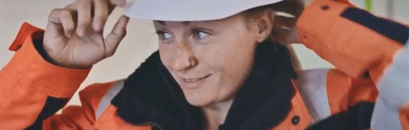 Image of young female wind turbine technician