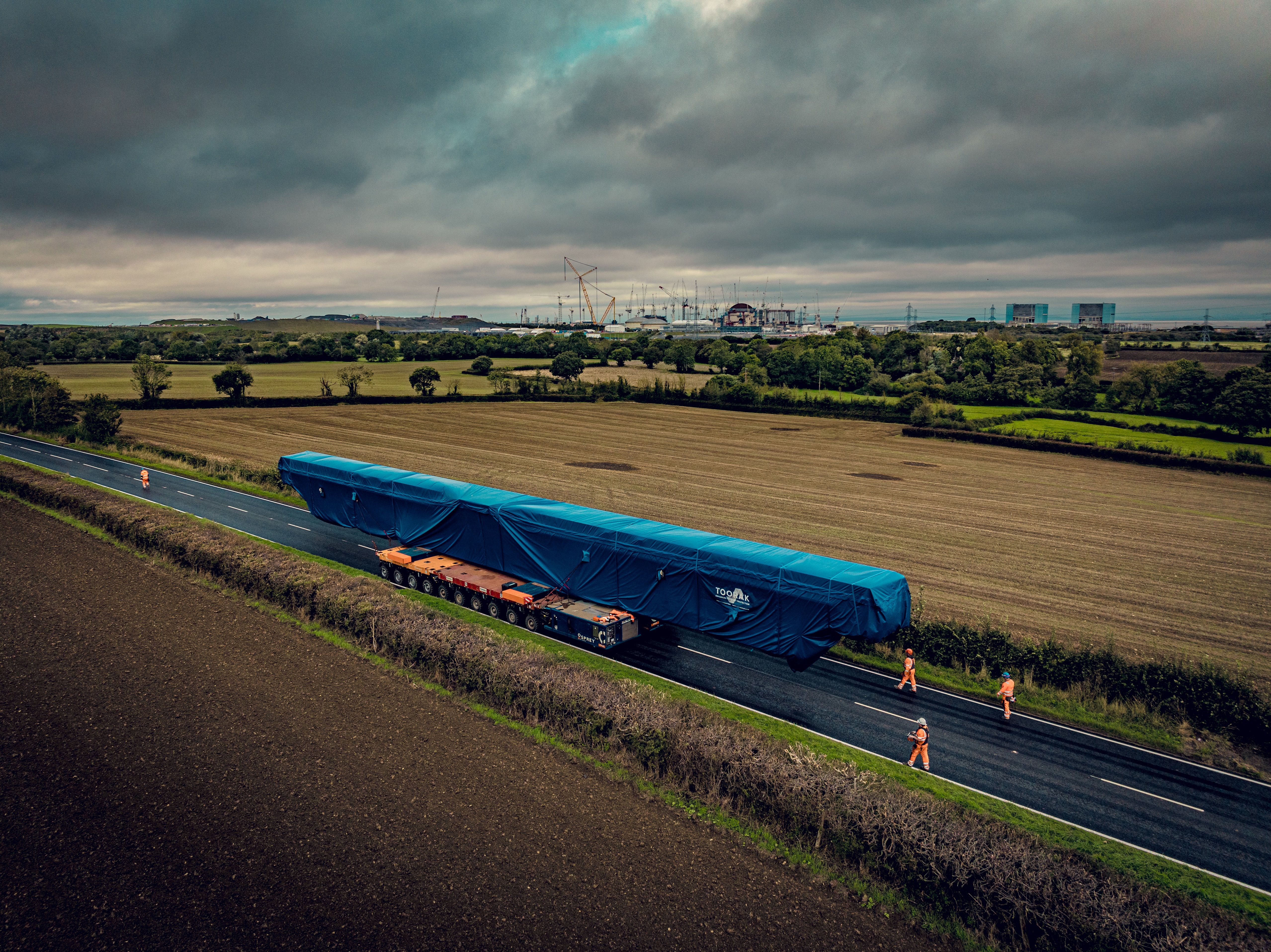 Giant 44m long polar crane beams were delivered safely to the Hinkley Point C construction site after travelling by sea, river and road