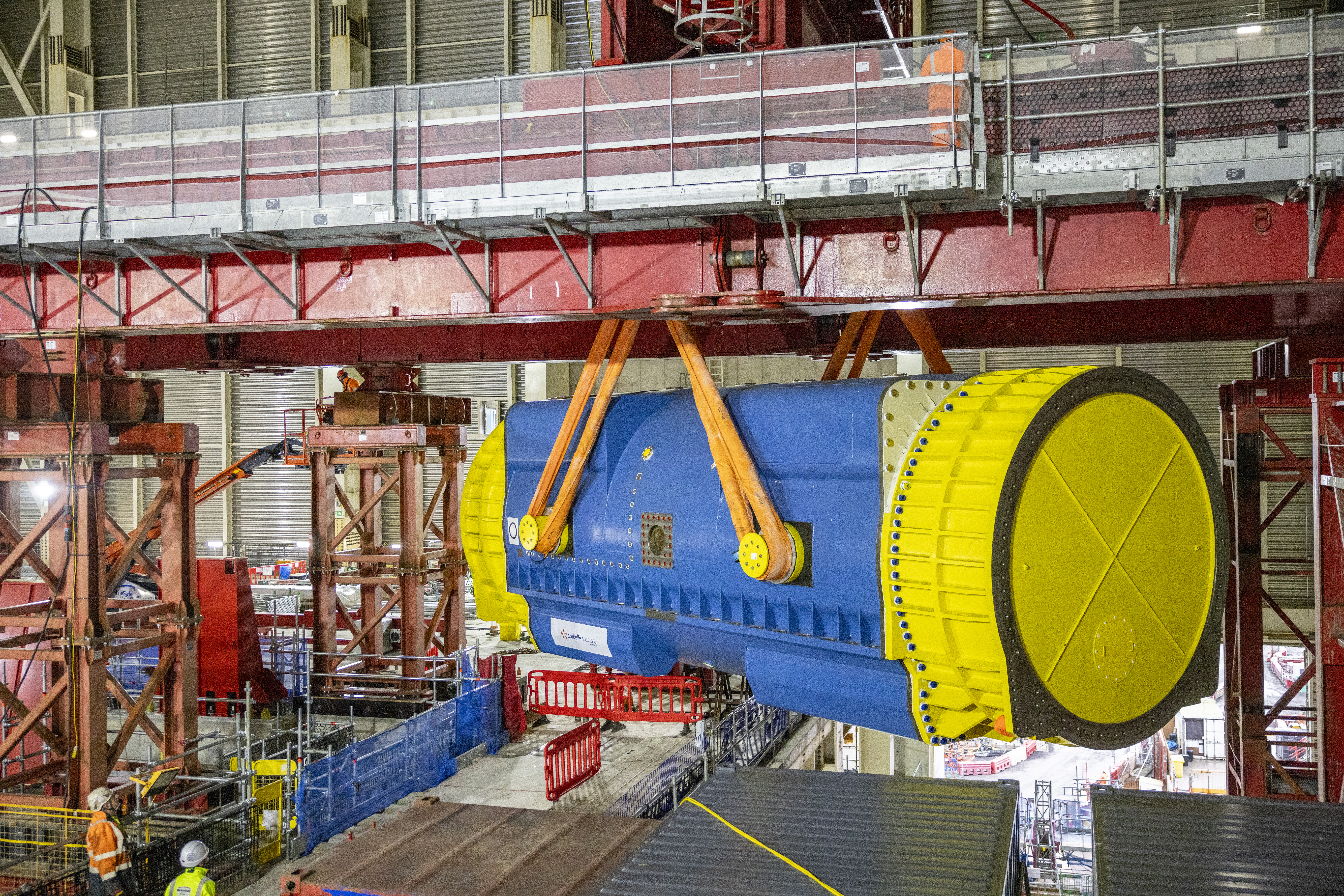 Picture shows the installation of the world's largest electricity generator.