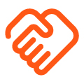 Orange handshake icon