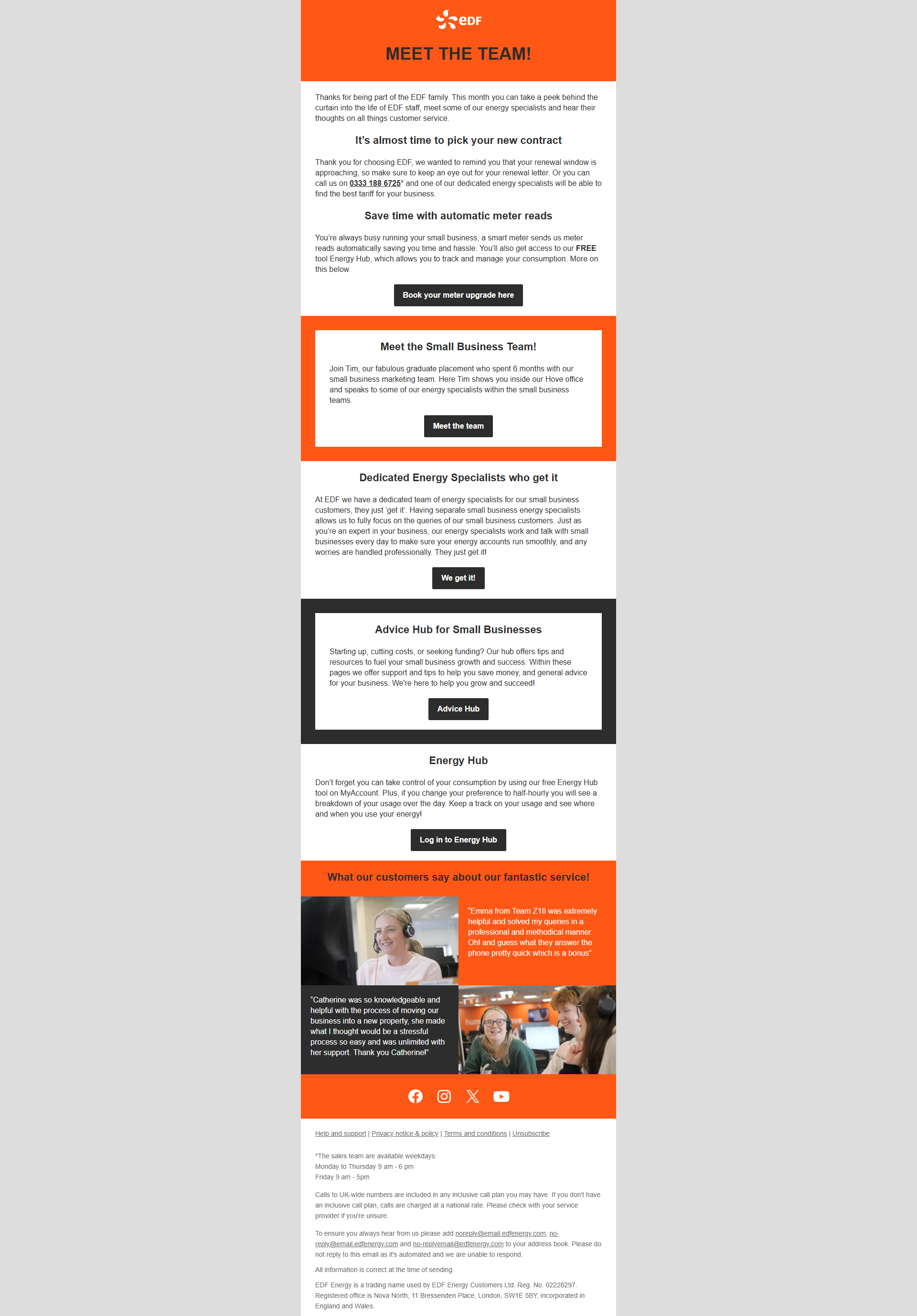 A screen shot of the Small Business April Email