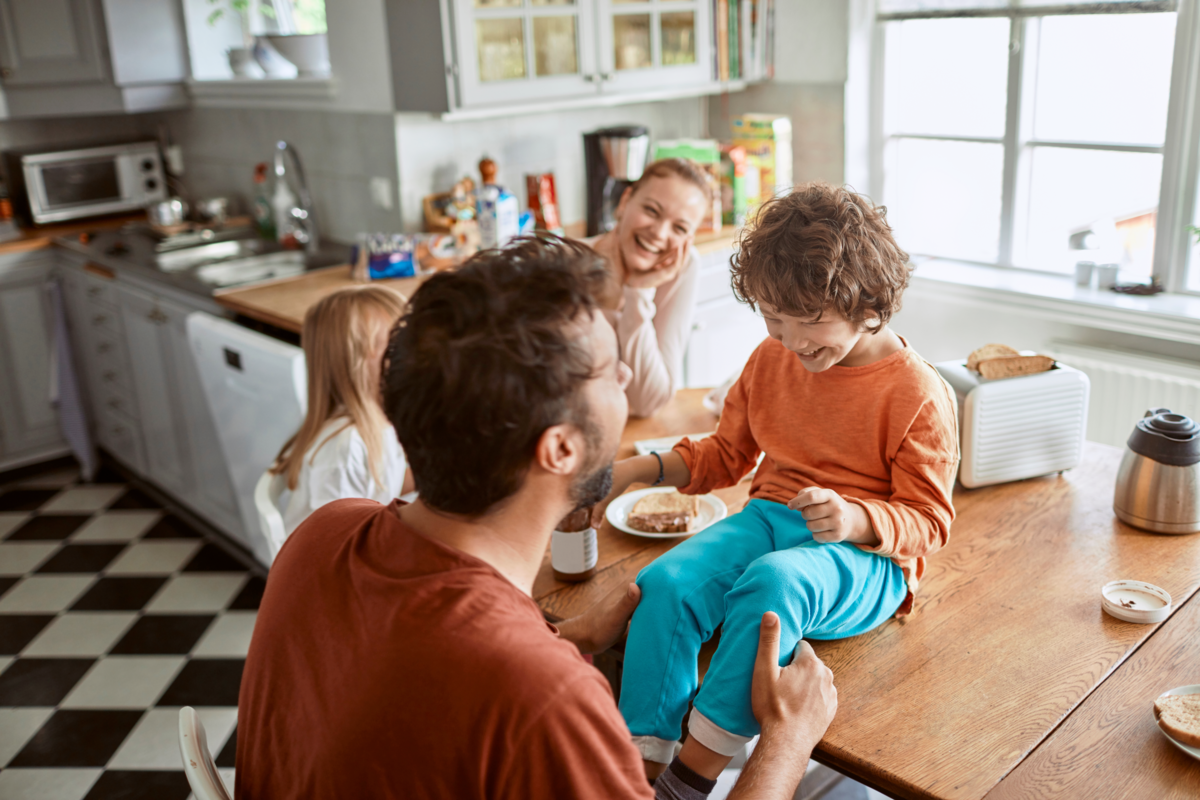 family in kitchen
