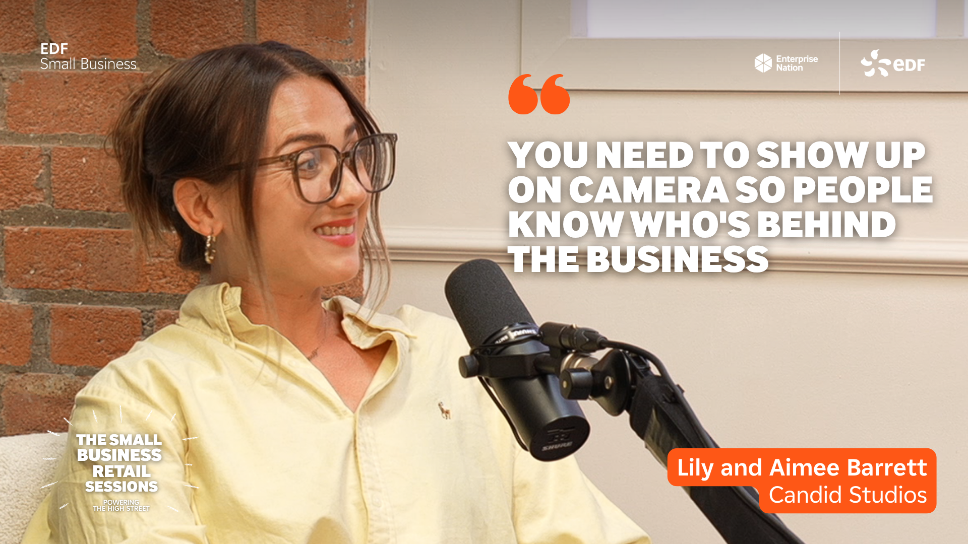 Candid owner sharing her top tip on being on camera so customers know who's behind the business