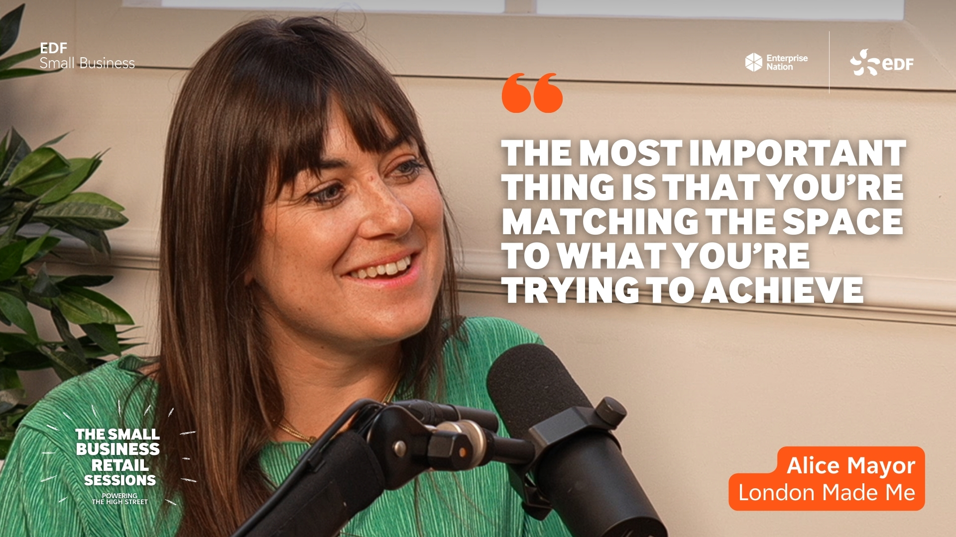 Alice Mayor sharing her top tip on the space matching your vision