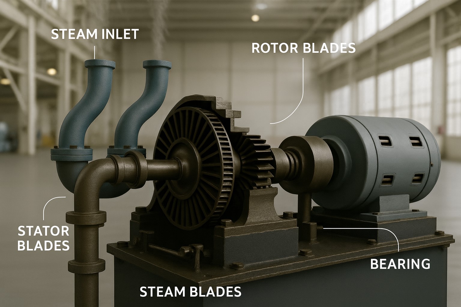 The historical make-up of electricity generation in GB tended to be almost entirely of large - and very heavy - spinning metal turbines driven by high pressure steam, and with the steam created in an industrial sized boiler that was heated by coal, gas or a nuclear reactor.