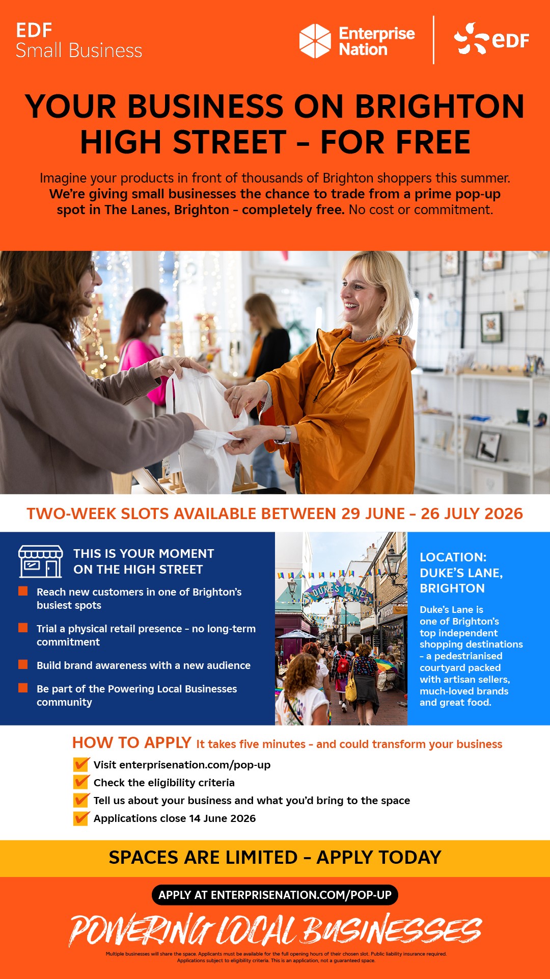 Information about the pop up shop in Dukes Lane