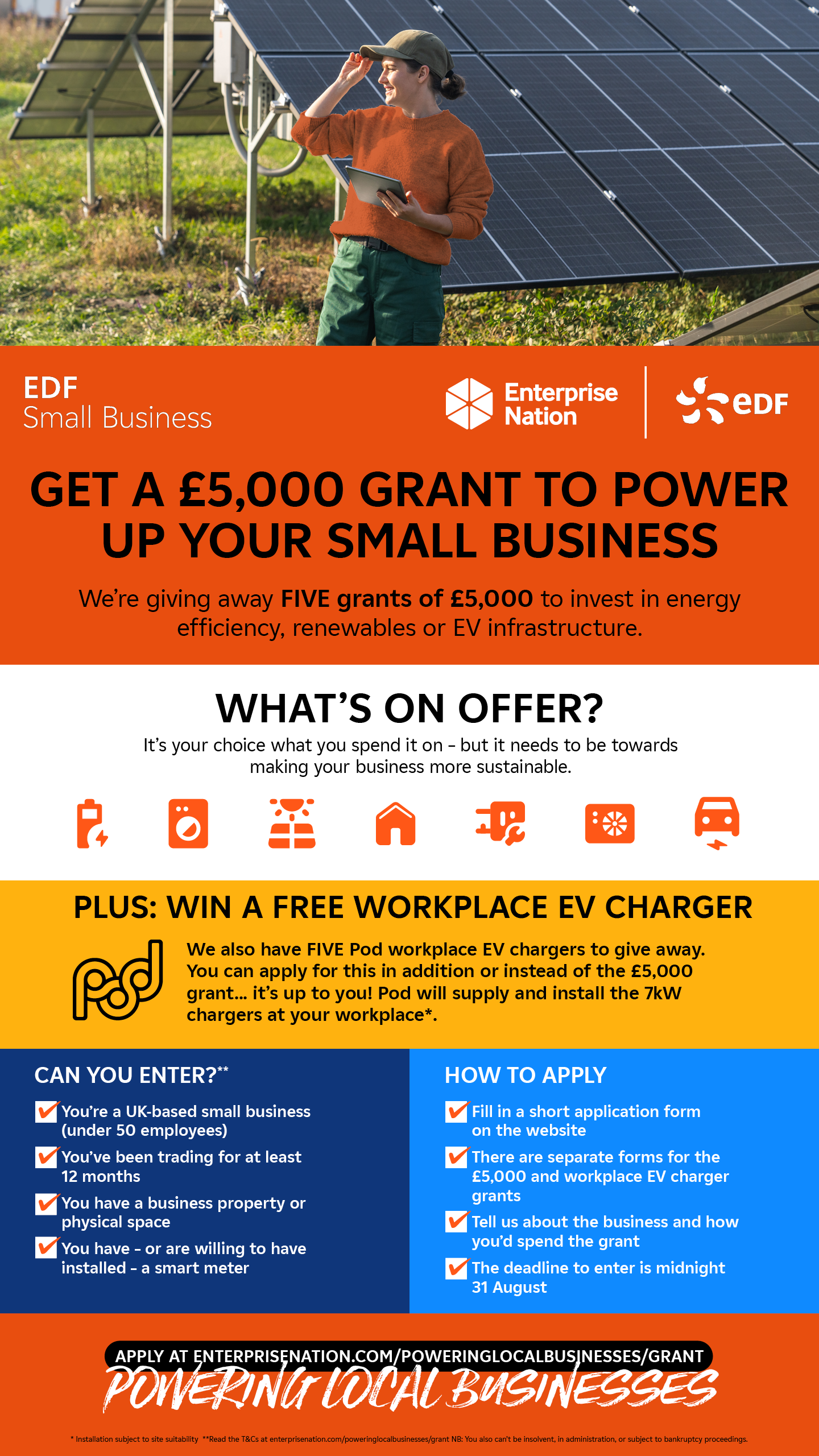 An image with all the details about the sustainability grant