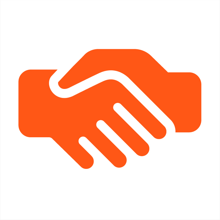 Handshake icon in orange