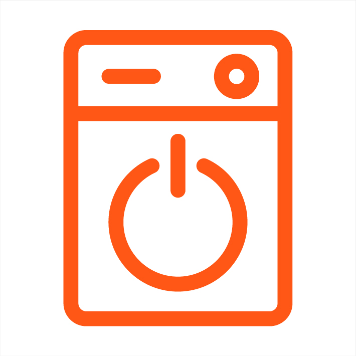 Washing machine icon in orange
