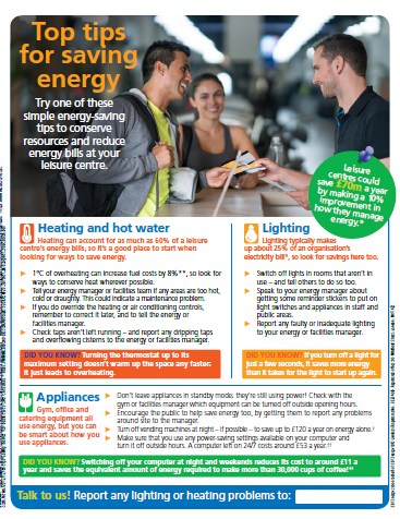 top tips for saving energy poster