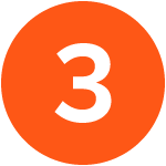 Number three icon in orange