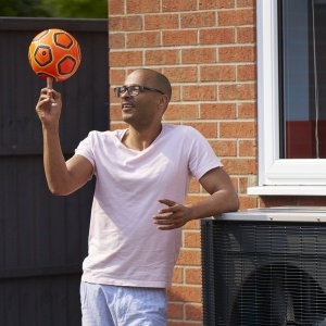 Man holding basketball
