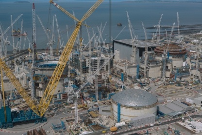 Aerial image showing Unit 1 and Unit 2 Reactor Buildings. Big Carl, the world’s largest crane, is visible in the foreground.
