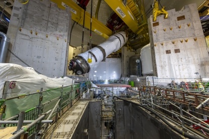 Key equipment, such as this huge steam generator, is now installed inside the first Reactor Building.
