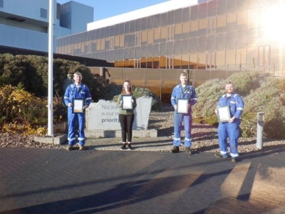 Torness apprentice graduates 2021: L to R- Murray Gilvray, Lisa Hilferty, Connel McNeill and Thomas Summerfield