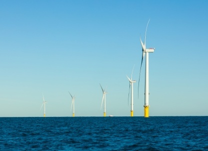 The five 8.3MW wind turbines off the coast of Blyth can power up to 34,000 homes