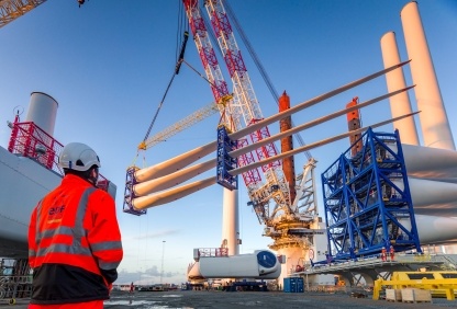 Loading a turbine at Blyth Offshore wind farm