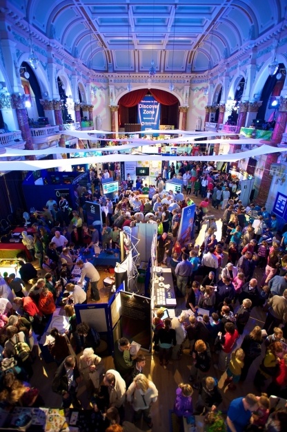 A scene from the Discover Zone at the Town Hall at The Times Cheltenham Science Festival
