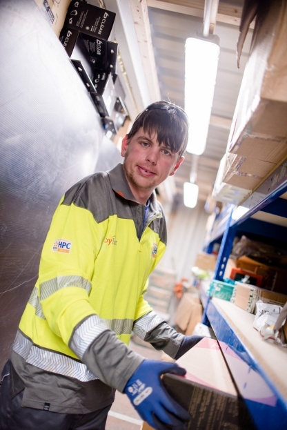 HPC Trainee, Finn Cavanagh. Finn is a graduate of the Supported Traineeship and now a Bylor General Storeman. It’s his first permanent role after completing his training.