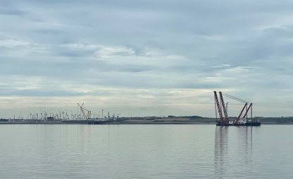 Gulliver arriving in the Bristol Channel just off of Hinkley Point C site