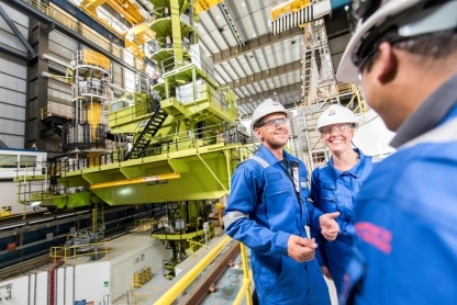 Hinkley Point B charge hall with people