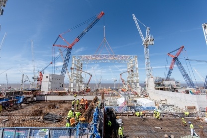 The turbine hall, which will house the world's largest Arabelle turbine, has reached its full 50-meter height.