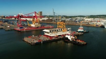 The barge is now ready to be transported across the Bristol Channel to Hinkley Point C