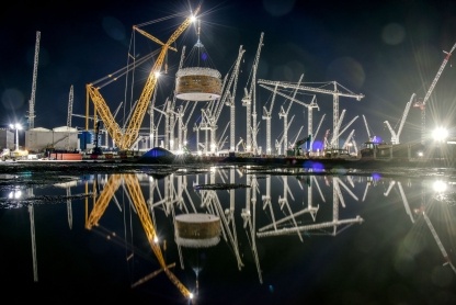 The first steel containment ring weighs 382 tonnes – around the weight of a 747 Jumbo jet