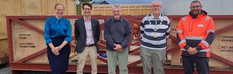 Left to right - Cat Mills, Hinkley Point C, Andrew Cockcroft, Hinkley Point C, David Cleaveley, Bridgwater Carnival, Dave Croker, President of Bridgwater Carnival,Nigel Winsper, Biffa
