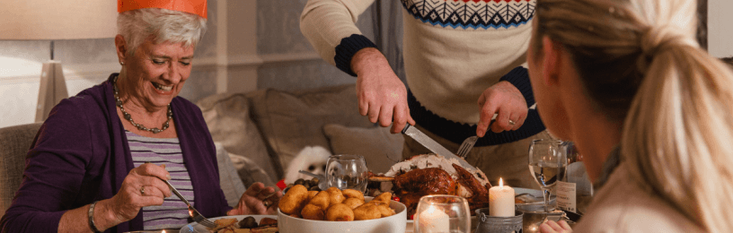 Family eating Christmas dinner