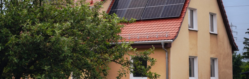 Solar panels on side of roof