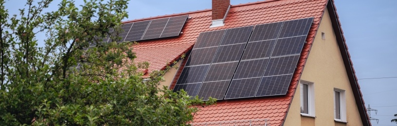 Solar panels on side of roof