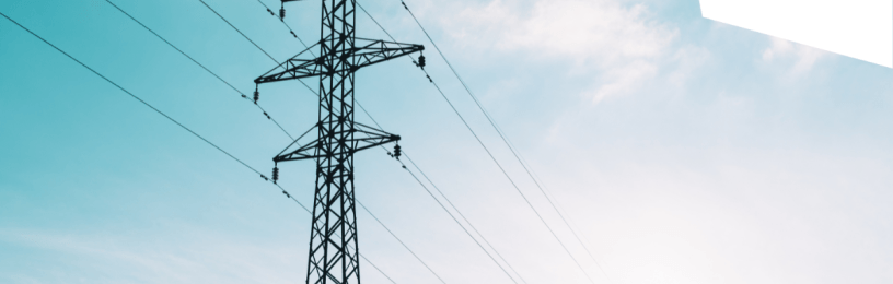Electric Pylon and blue cloudy skies