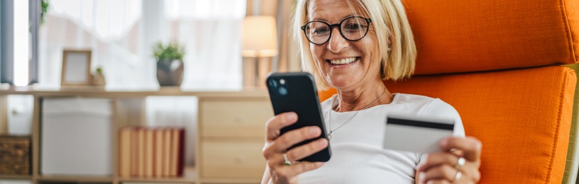 Customer on her phone