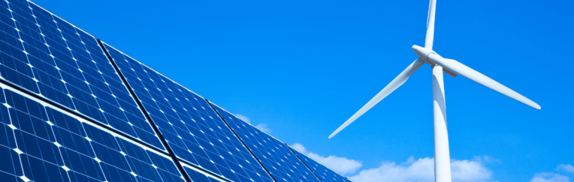 solar panels and wind turbine