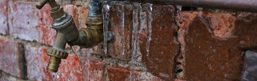 Frozen external pipes on a house