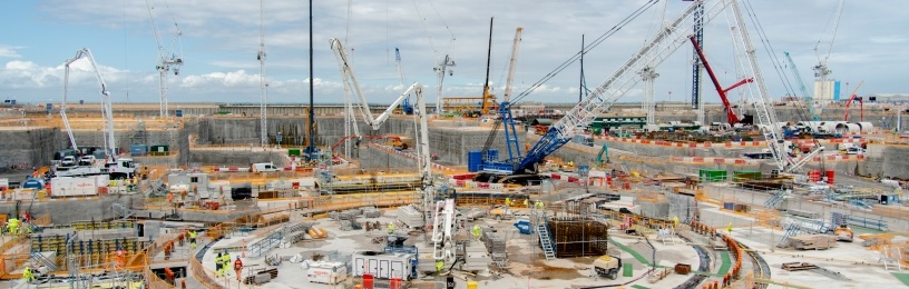 View of the Unit 2 nuclear island and pre-stressing galleries, where 7,000m3 of concrete has been poured to date.