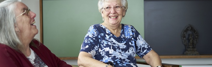 Elderly lady with a group of friends