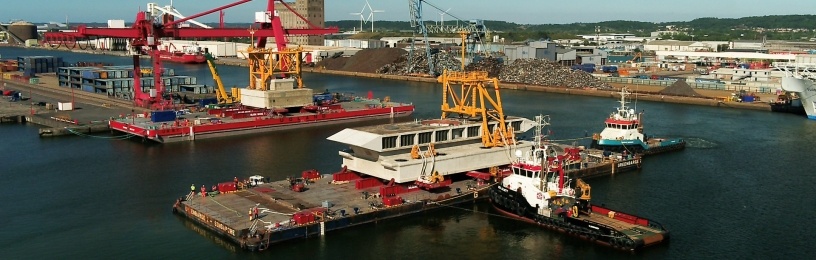 The barge is now ready to be transported across the Bristol Channel to Hinkley Point C