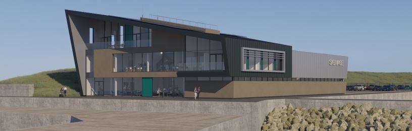 Artists impression of the Operations and Maintenance (O&M) building for the offshore wind farm in Eyemouth.