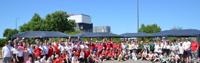 Pupils from four local schools attending the time capsule event at Heysham nature reserve