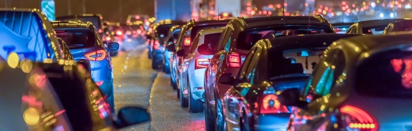 Queue of cars on a road