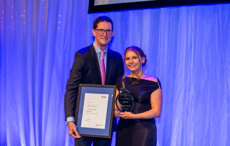 Amy accepting her award from Mark Hartley, Hinkley Point C CEO.jpg