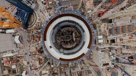 Image of unit 1 on the Hinkley Point C site from above