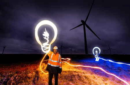Renewables engineer at a windfarm