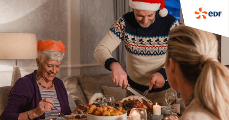 Family eating Christmas dinner