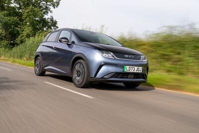 Silvery blue BYD-Dolphin EV