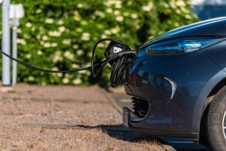 EV plugged in to charge