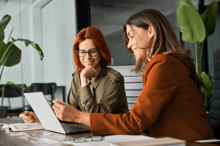 Two businesswomen talking 