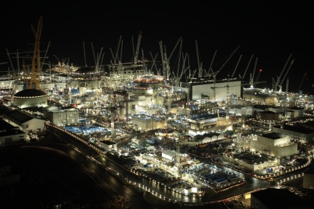 Hinkley Point C Site at night from above